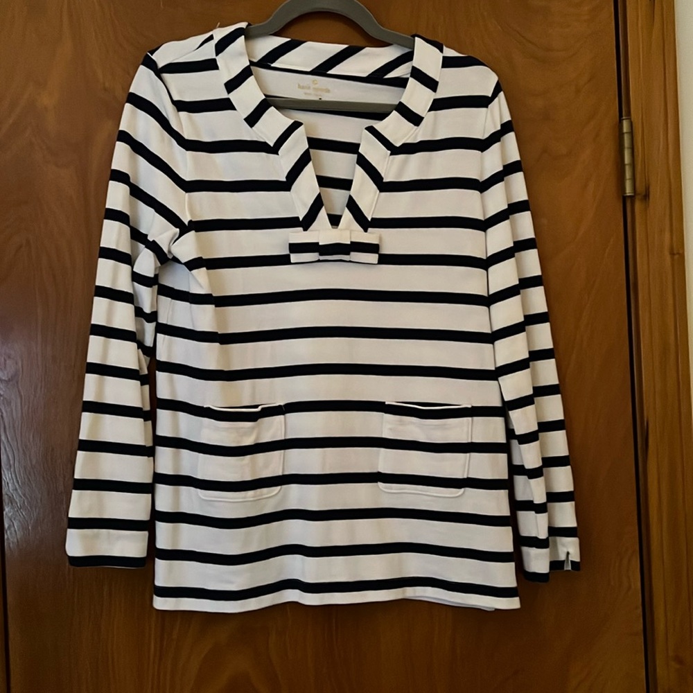 Kate Spade white and navy blue striped tunic